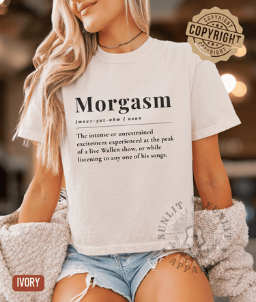 Morgasm Cropped Country Concert Tee - Sunlit Funlit | Graphic Tees for Country Concert Addicts